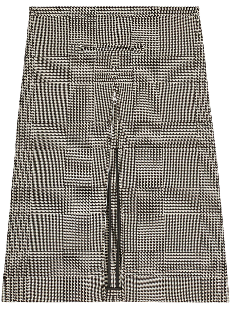 zipped Prince of Wales midi skirt
