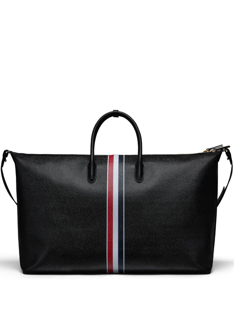 SOFT DUFFLE BAG W/ RWB STRIPE IN PEBBLE GRAIN LEATHER