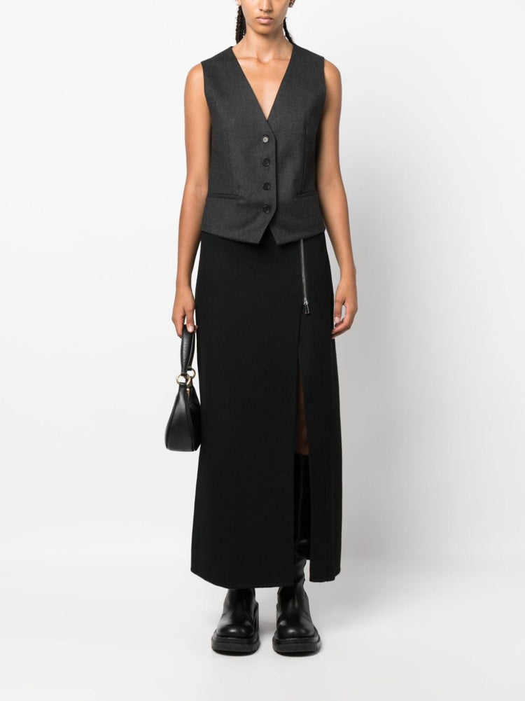 PAROSH side-zip wool maxi skirt