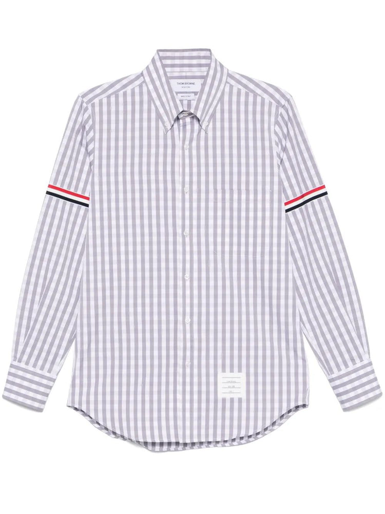 STRAIGHT FIT PC L/S SHIRT W/GG ARMBAND IN GINGHAM CHECK POPLIN