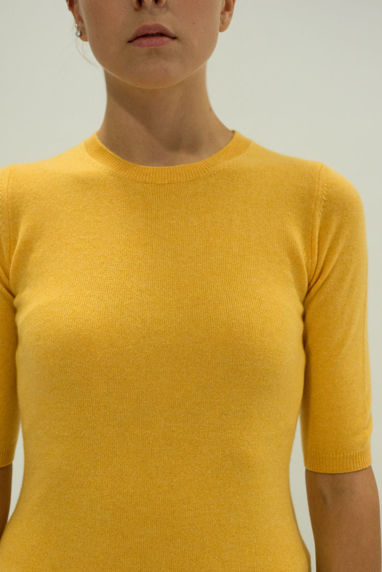 LA ROSE maglia 3/4 cashmere ocra