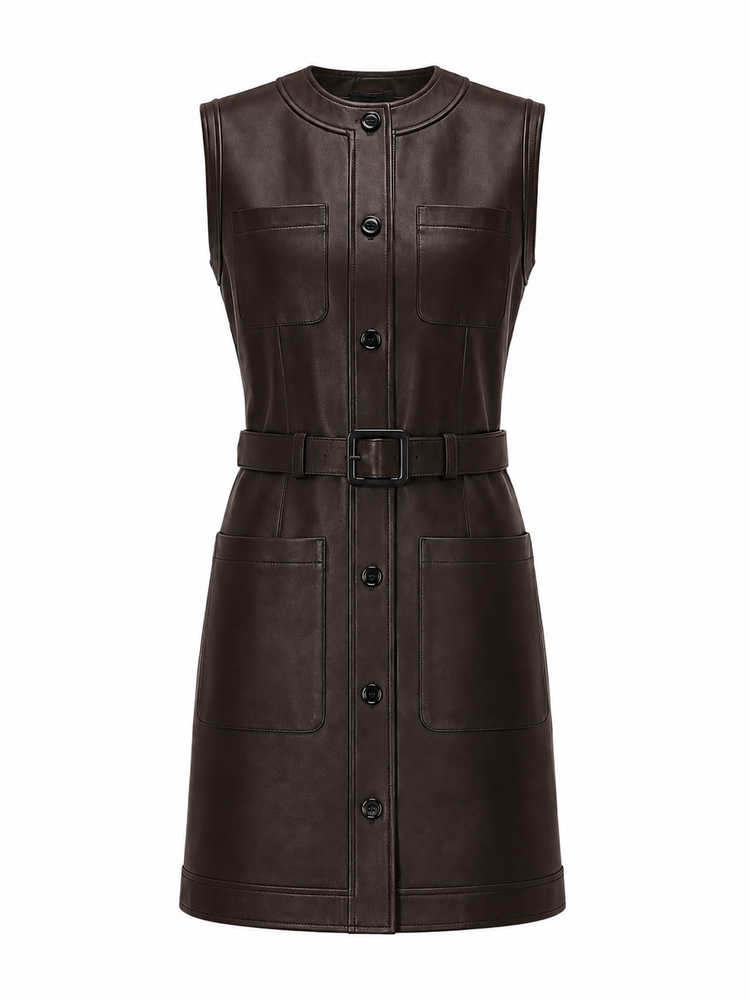 LA ROSE leather dress nero