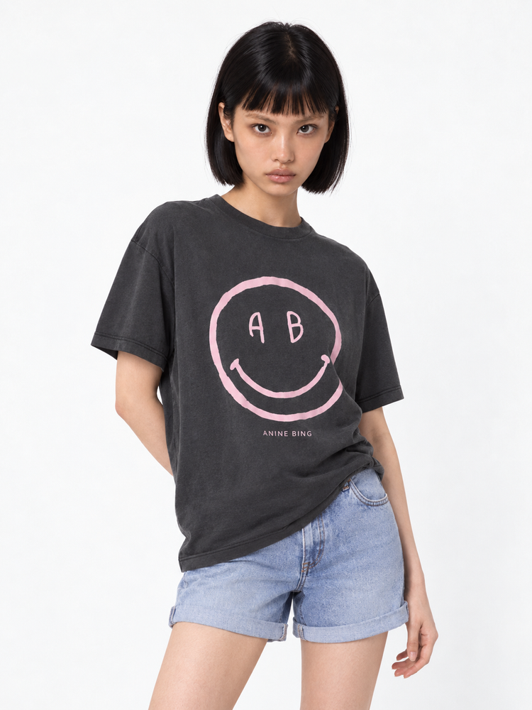 CADE TEE SMILEY - WASHED GREY
