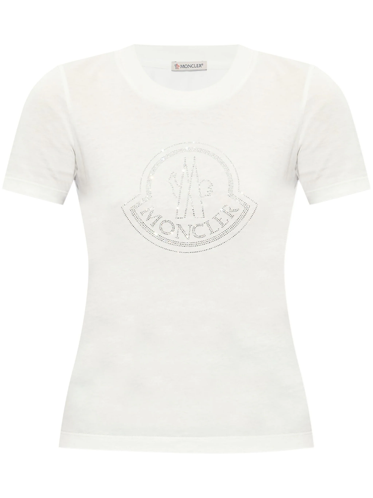 logo-beaded cotton T-shirt