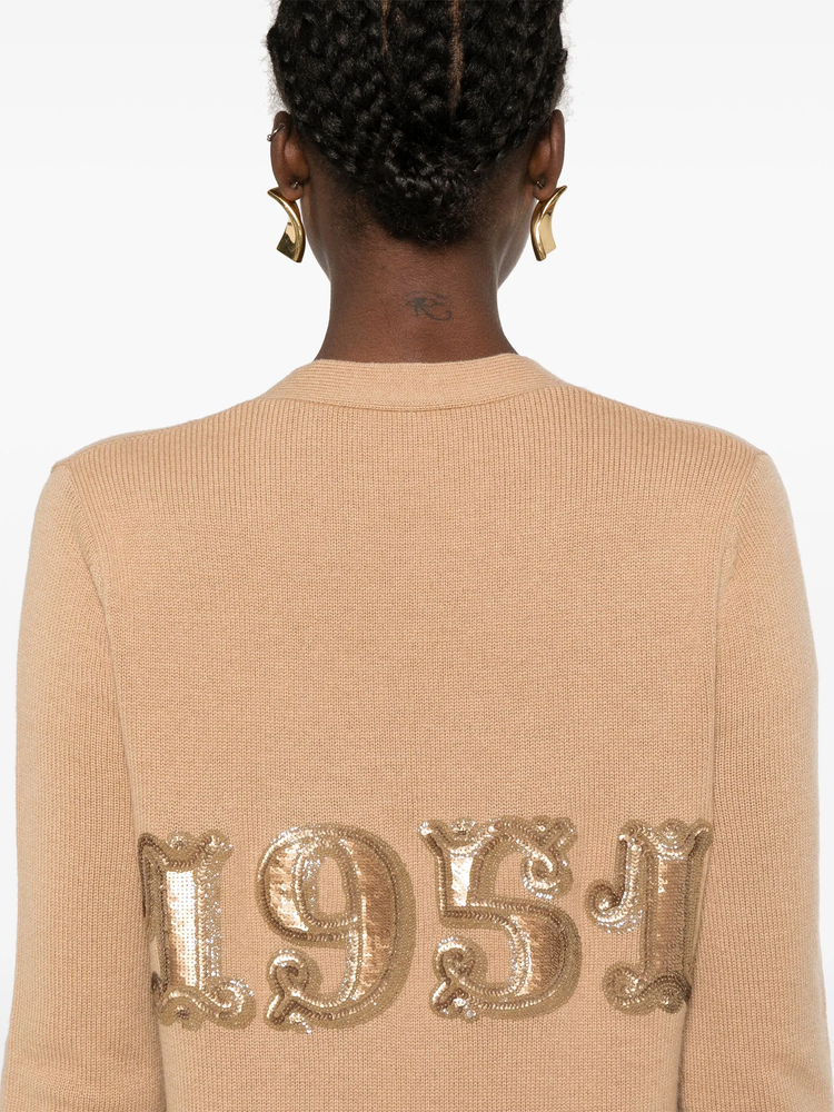 Virgin wool and cashmere cardigan with sequins