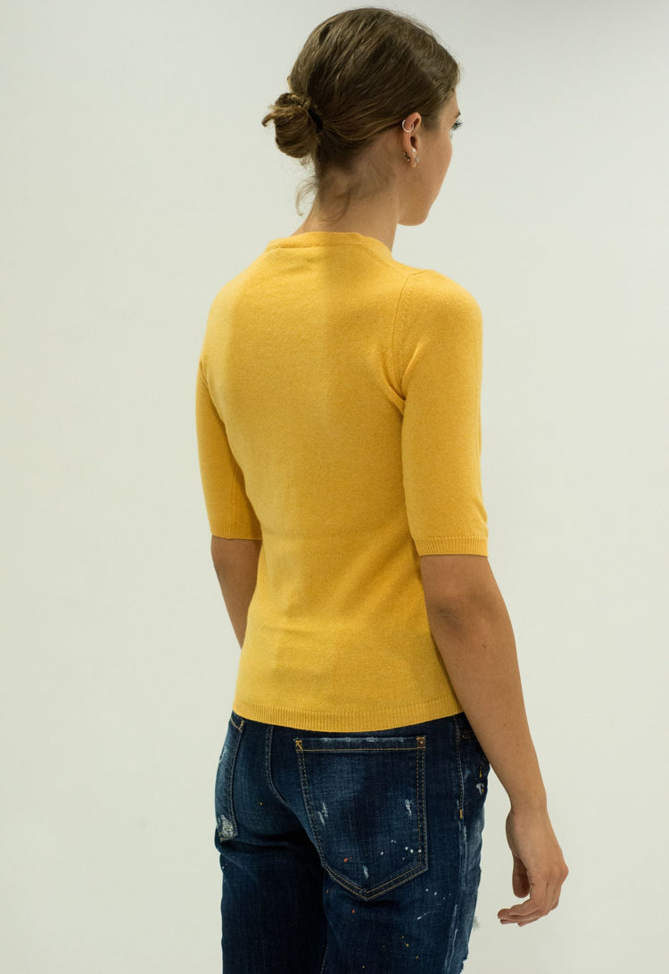 LA ROSE maglia 3/4 cashmere ocra