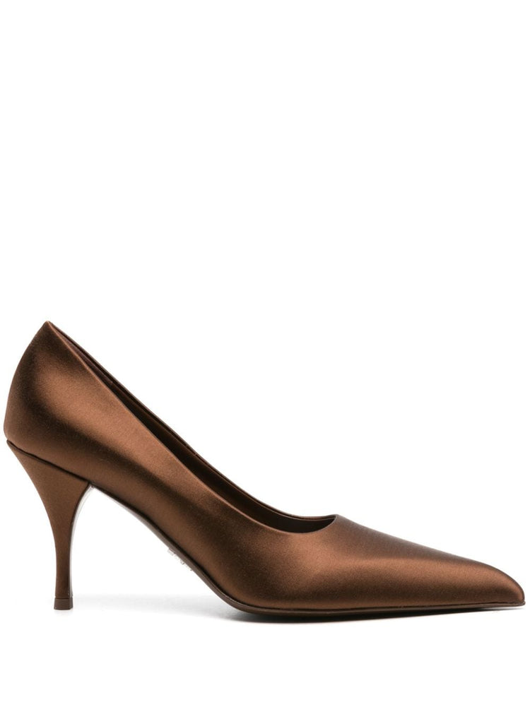 pointed-toe satin pumps