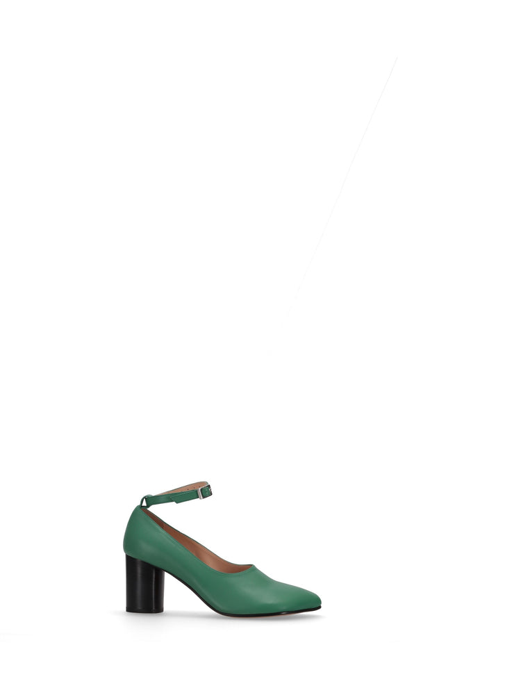 OBLIQUA BLOCK HEEL PUMPS - Calfskin Leather