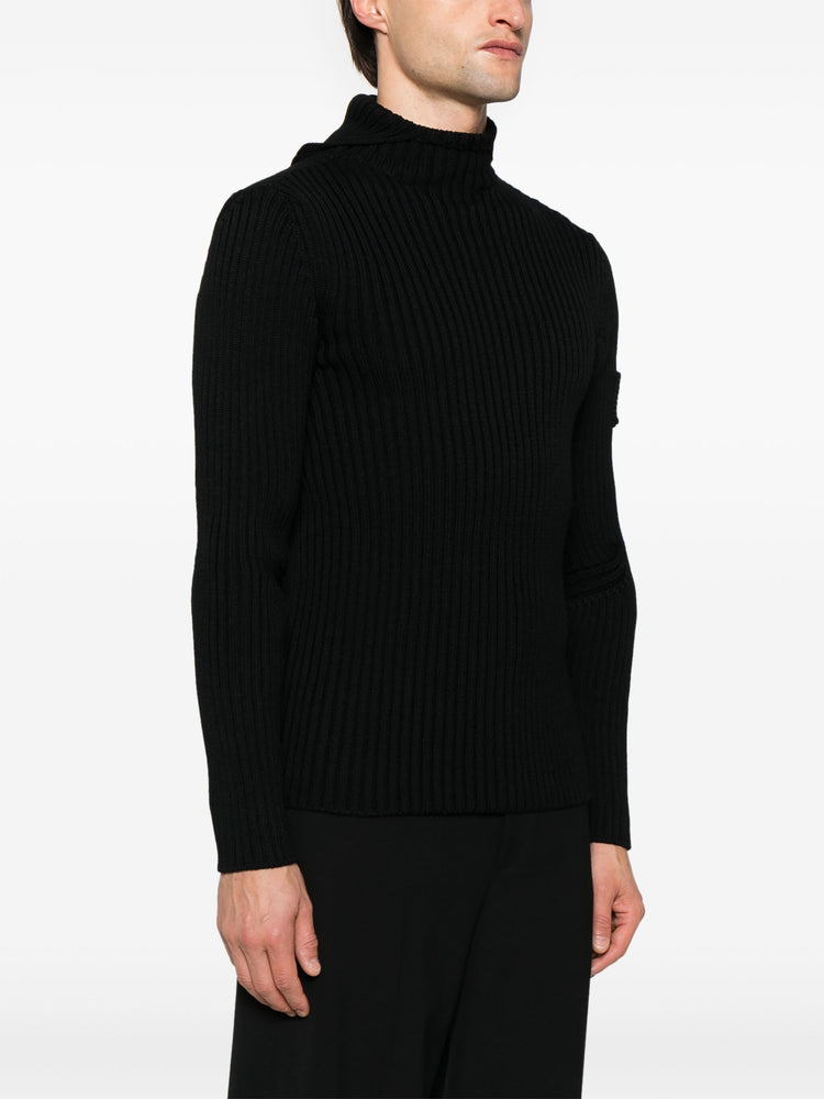 ribbed-knit hoodie