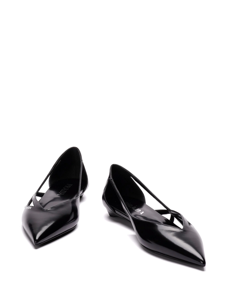 15mm cut-out leather ballerina shoes