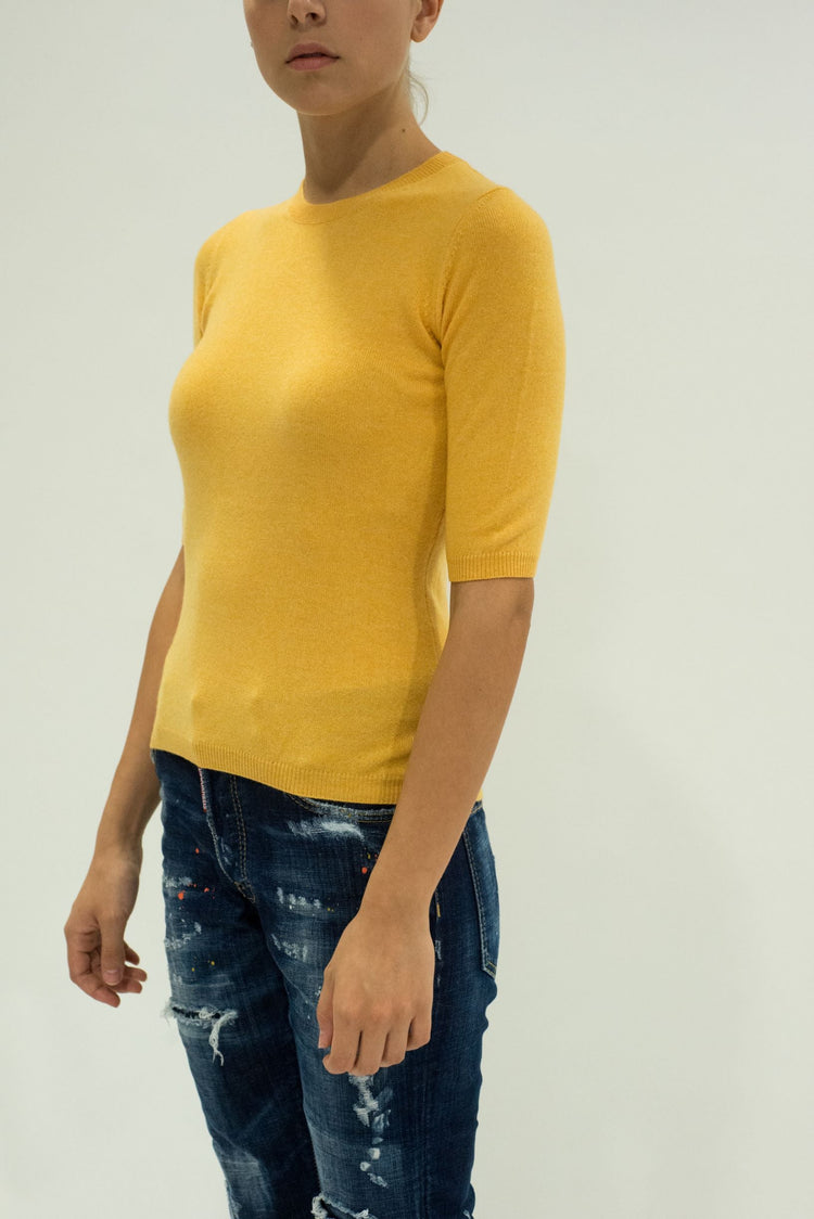 LA ROSE maglia 3/4 cashmere ocra