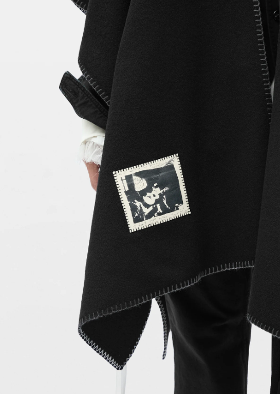 GISKE RECTANGULAR CAPE WITH PRINTED LEATHER PATCH