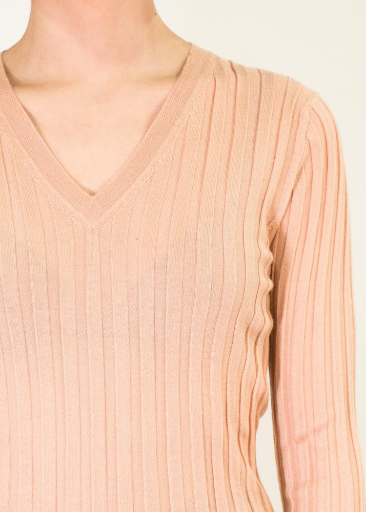 LA ROSE V neck cash/silk hot pink