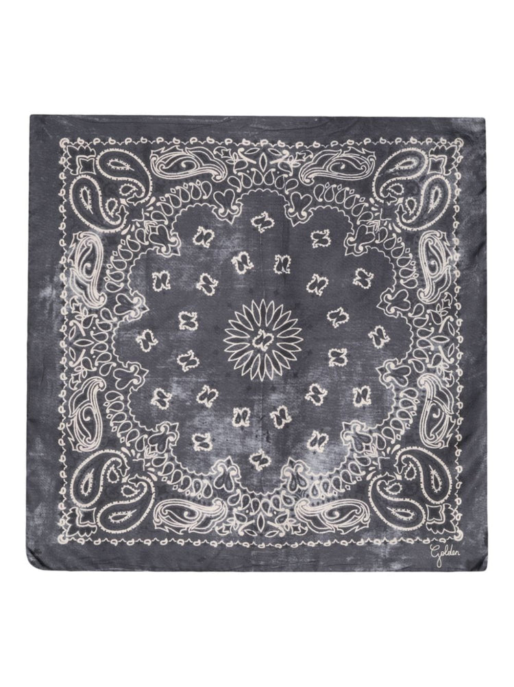 GOLDEN FOULARD PAISLEY PRINT SILK