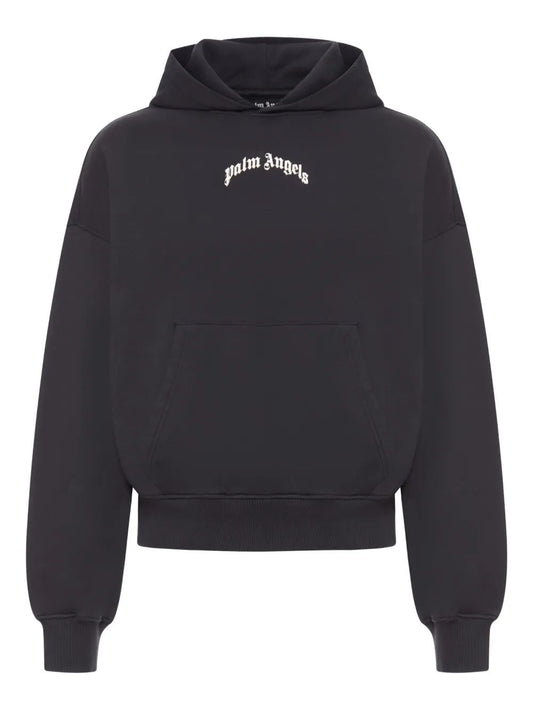 BACK CURVED LOGO LOOSE HOODY BLACK - OFF