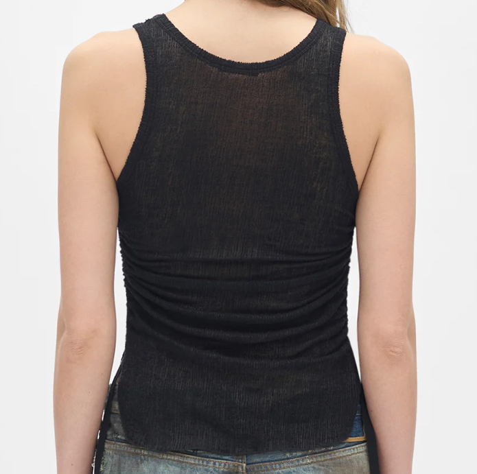 MARA WRINKLED CROPPED TANK TOP JACQUARD WOOL JERSE
