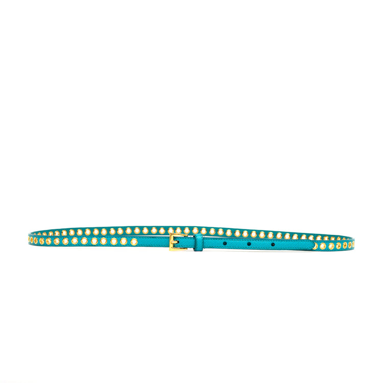 PRADA skinny eyelet belt turquoise