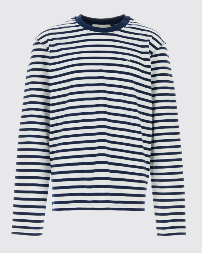 TEESHIRT BOXY FIT MARINIERE MANCHES LONGUES AVEC PATCH AMI DE COEUR