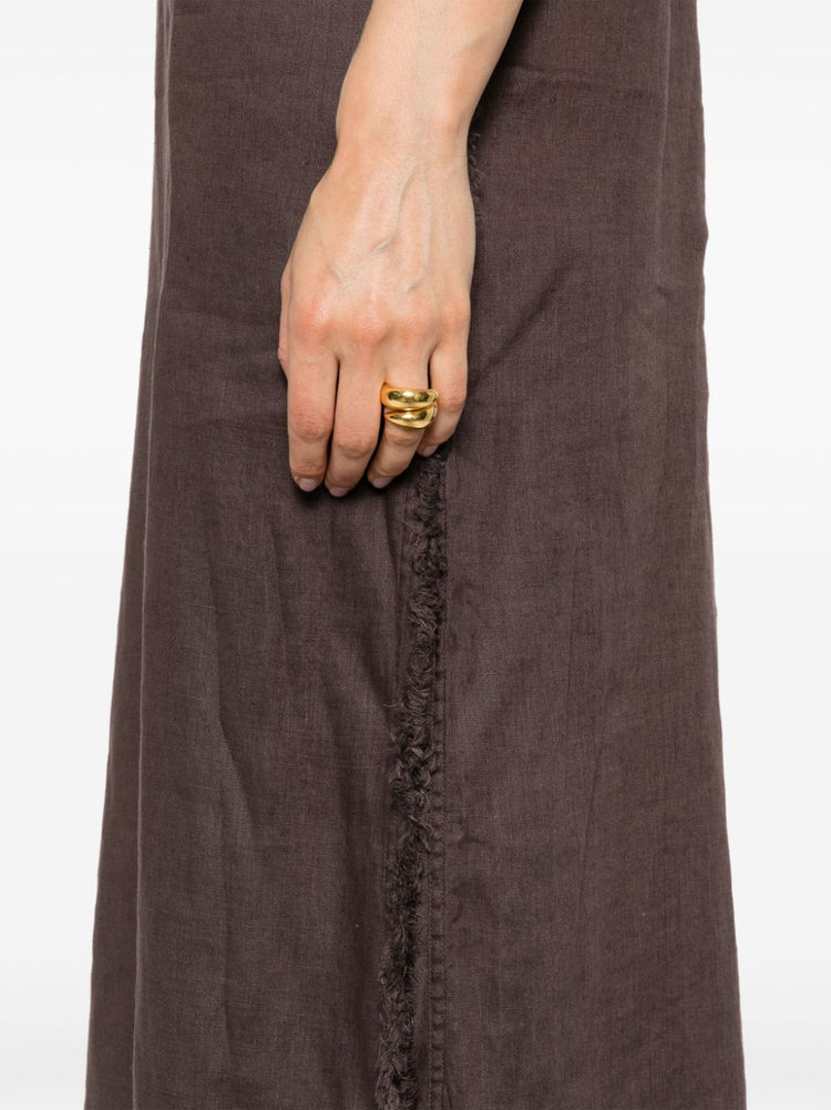 frayed linen midi dress