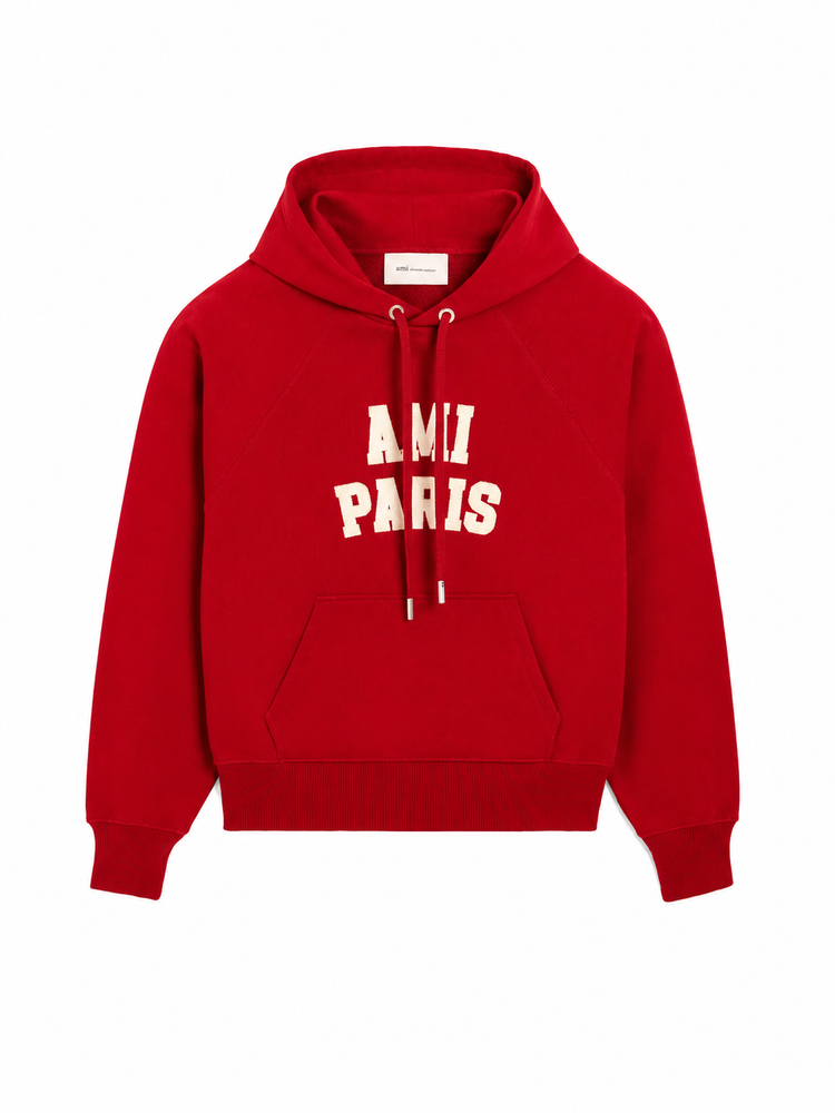HOODIE WITH AMI PARIS FELT EMBROIDERY