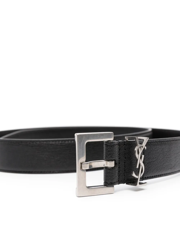 YSL logo-plaque leather belt