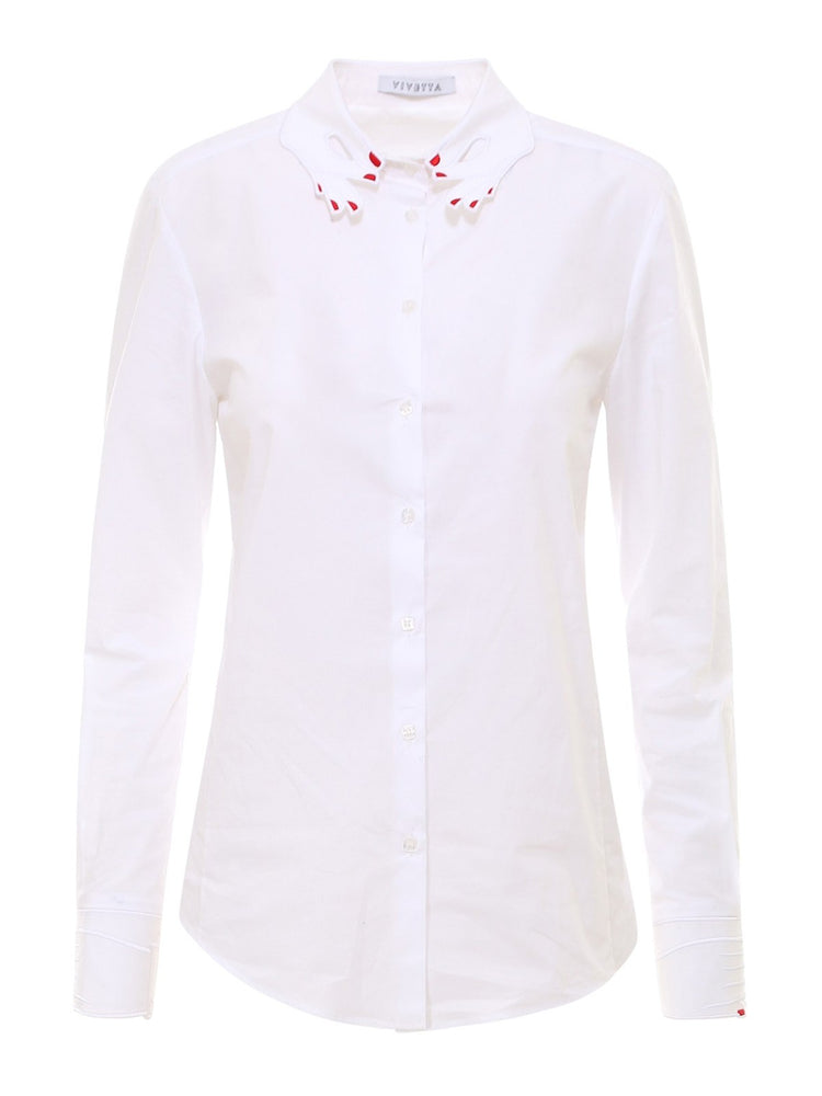 CAMICIA CON RICAMO COLLO, MANI E POLSI