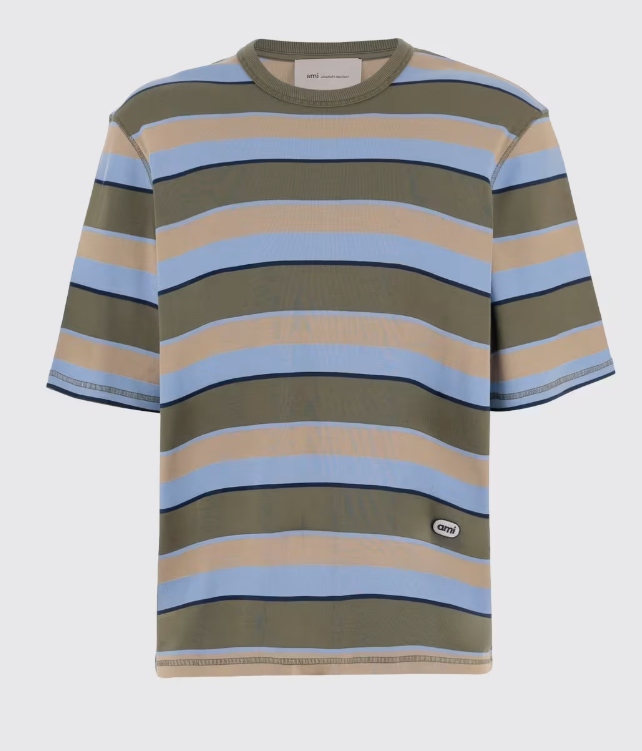 TEESHIRT MANCHES COURTES RAYE FIT OVERSIZE AVEC PATCH AMI OVALE