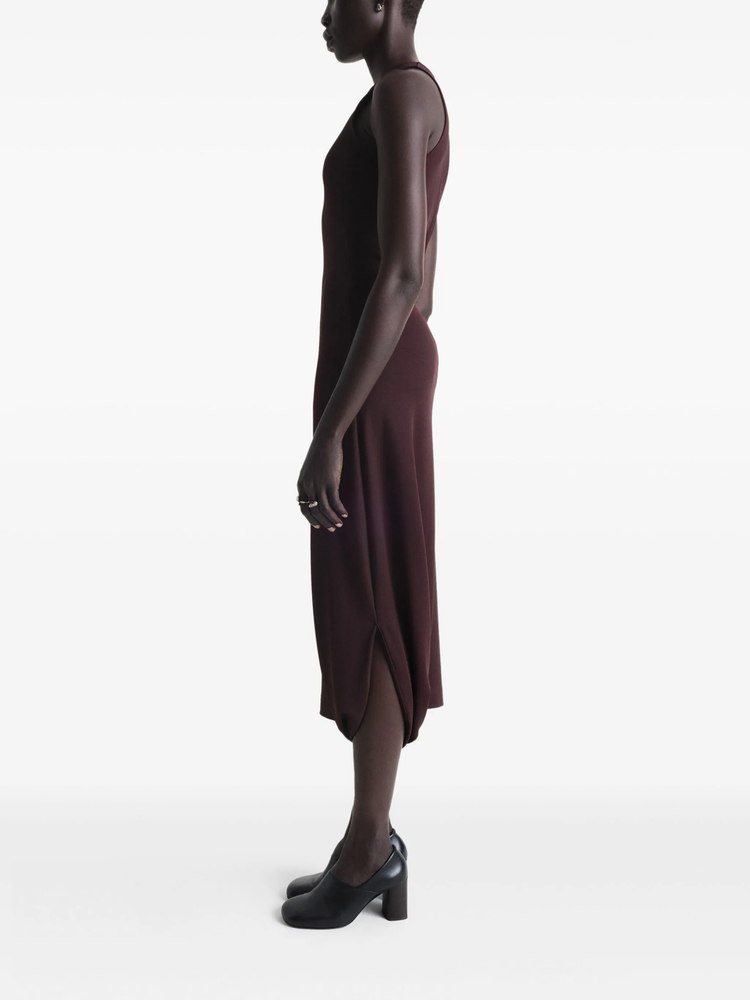 twisted-hem midi dress