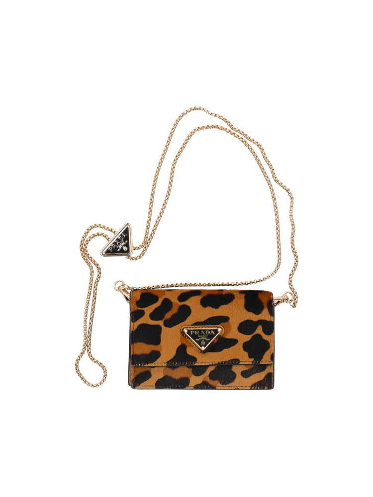 calf hair leopard print card holder