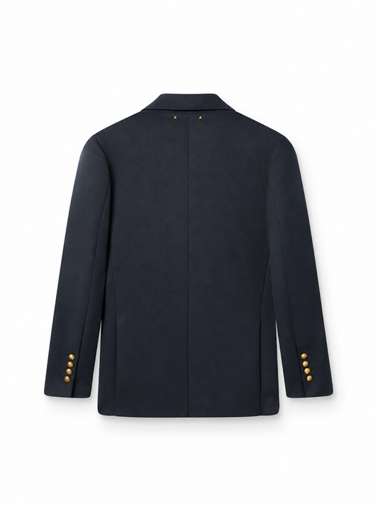 GOLDEN M'S DOUBLE BREASTED BLAZER COMPACT GABARDINE WOOL