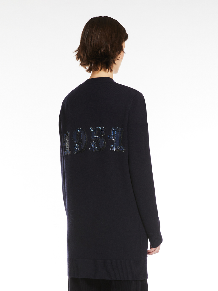 Virgin wool and cashmere cardigan with sequins