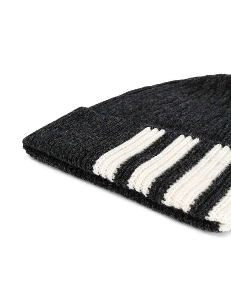 4-Bar stripe cashmere beanie