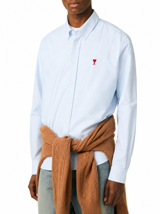 CLASSIC SHIRT BUTTON DOWN COLLAR WITH EMBROIDERED AMI DE COEUR