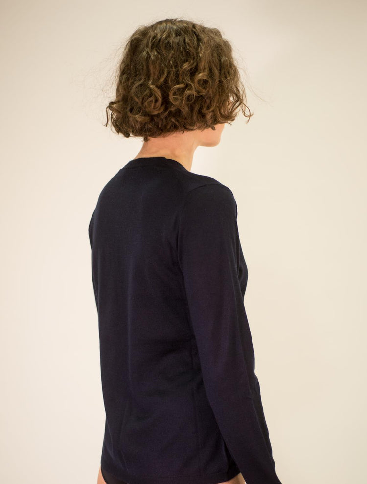 LA ROSE V cardigan cash/silk dark blu