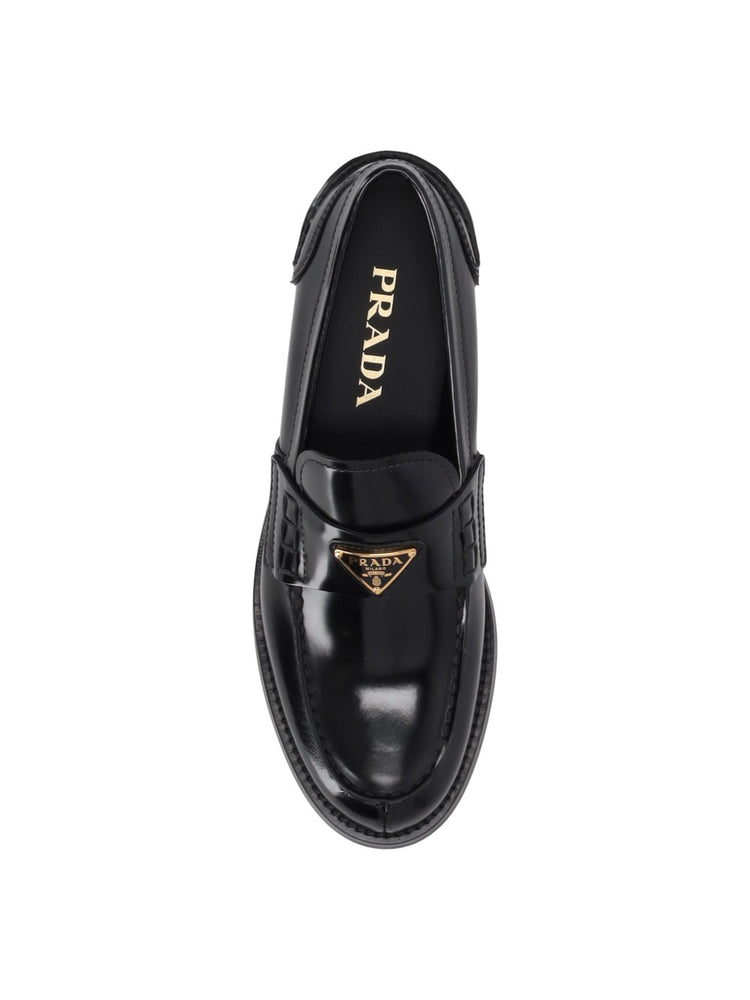 brushed leather loafers