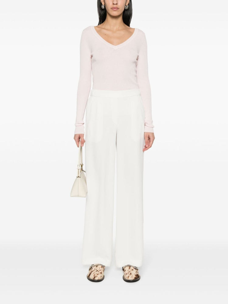V-neck ribbed-knit top