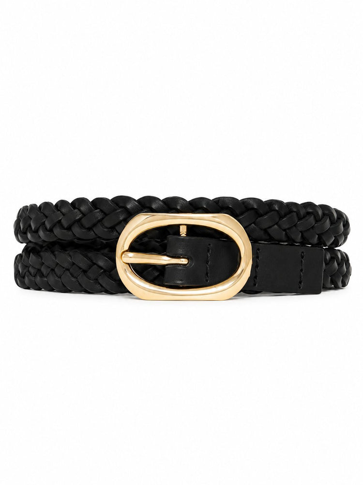 SMALL DOUBLE SIGNATURE LINK BELT BRAIDED - BLACK