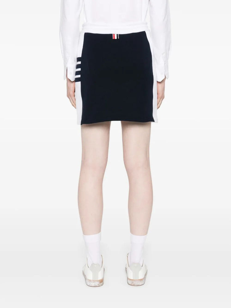 MINI SKIRT W/ ENGINEERED 4 BAR IN BLOCKED CLASSIC SOLID CLASSIC LOOPBACK JERSEY