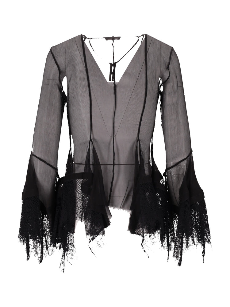 KRISTABEL FITTED HANDKERCHIEF SHIRT WITH LACED BOR