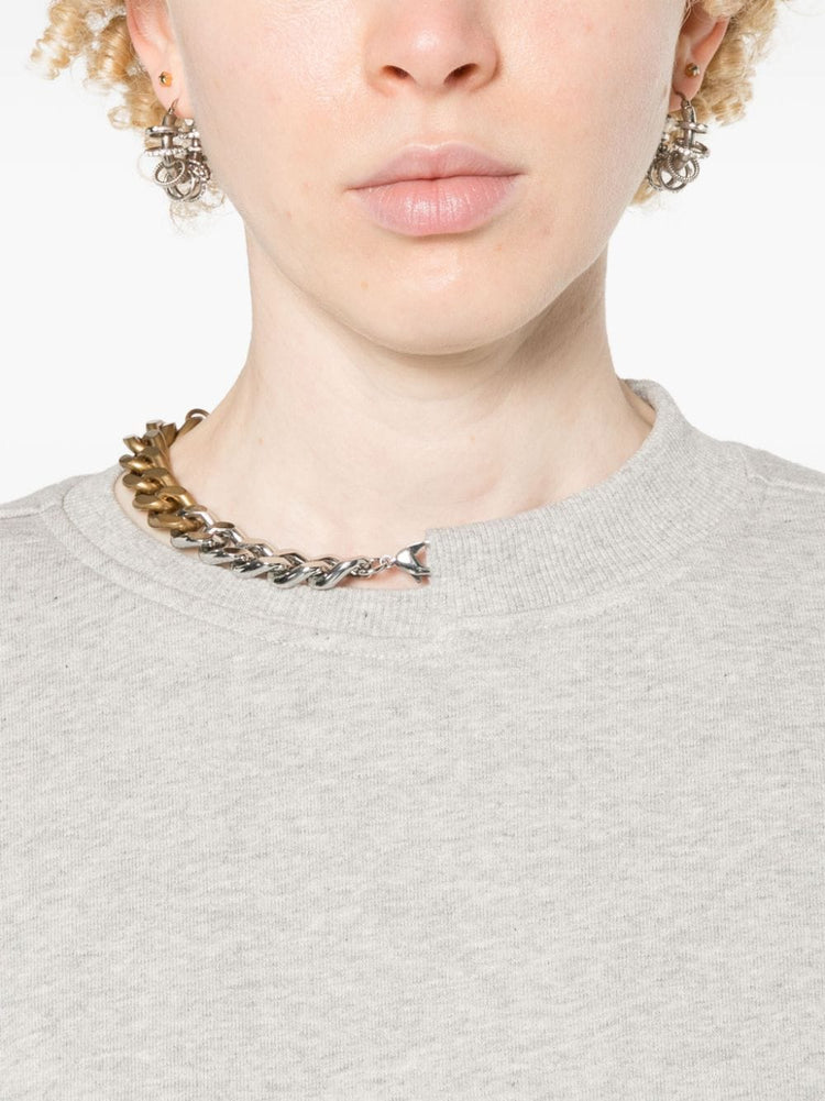 chain-link-detailing mélange sweatshirt