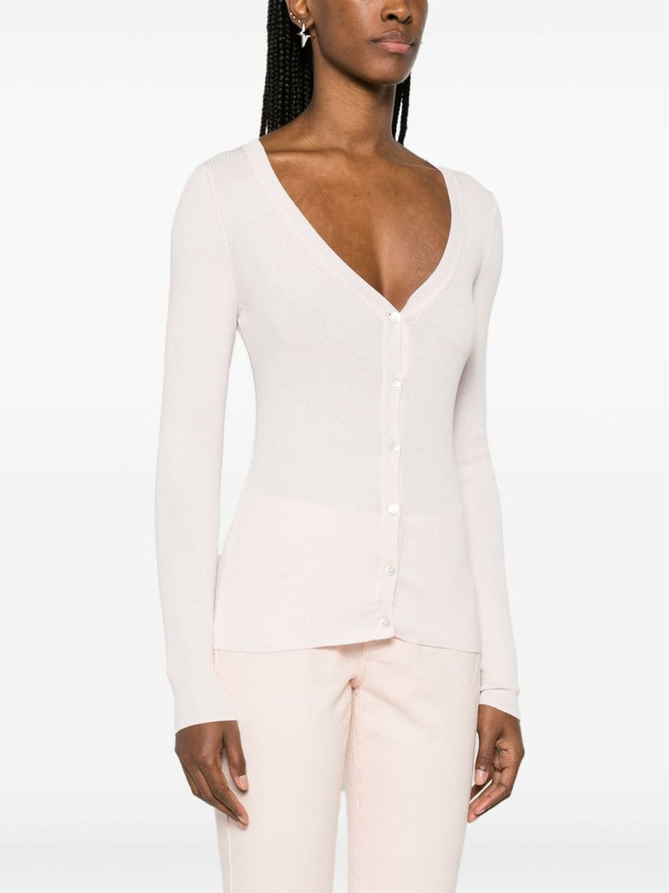 ribbed cotton-blend cardigan