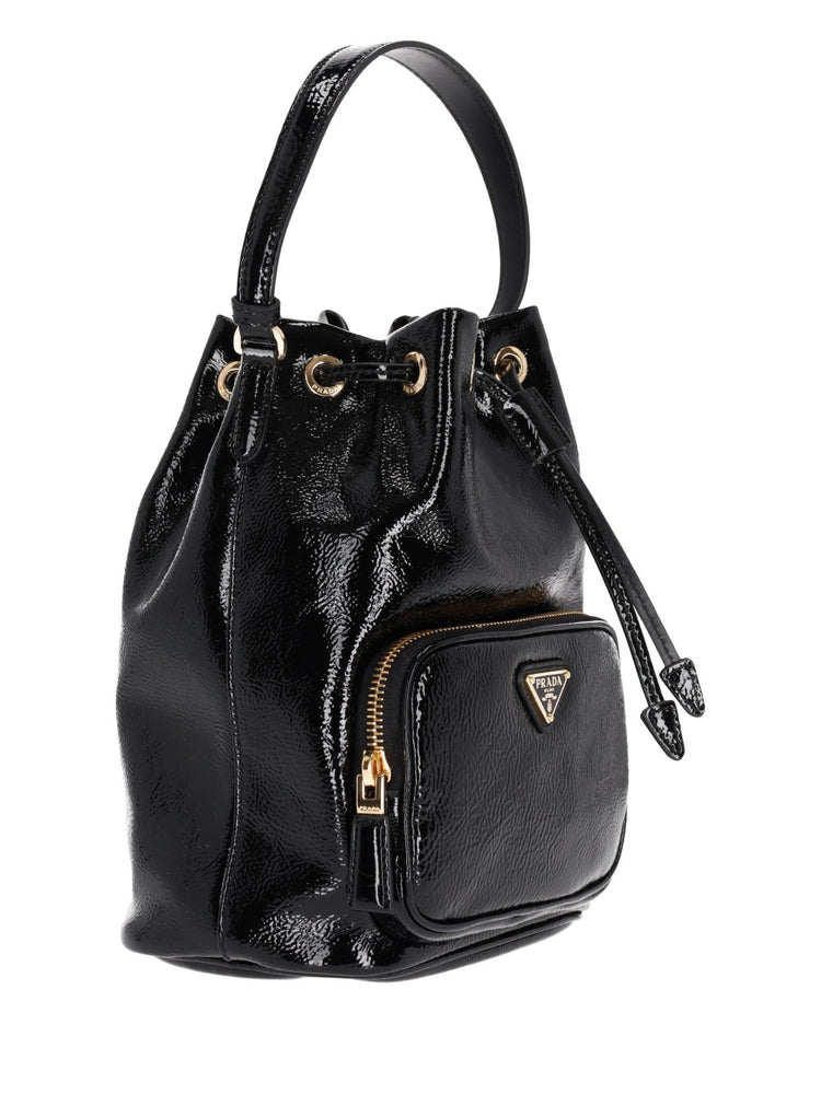 Duet patent leather bucket bag