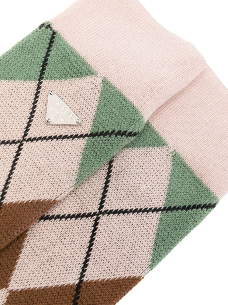 argyle-check crew socks