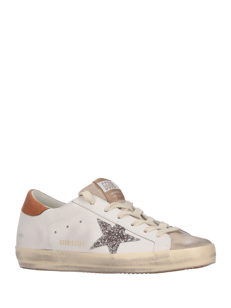 SUPER STAR LEATHER UPPER AND HEEL SUEDE TOE GLITTER STAR