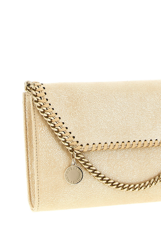 FALABELLA WALLET W/CHAIN BAG ECO SHINY DOTTED CHAMOIS W/TONAL CHAIN