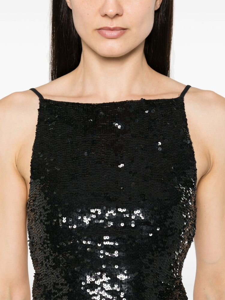 sequin-embellished open-back top