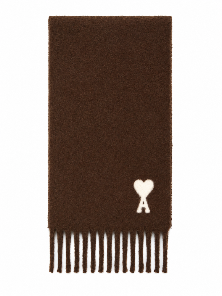 ALPAGA WOOL SCARF WITH OFF WHITE AMI DE COEUR JACQUARD SCARF