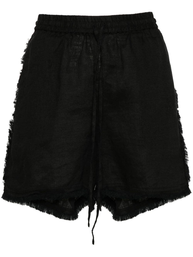 logo-embroidered frayed shorts