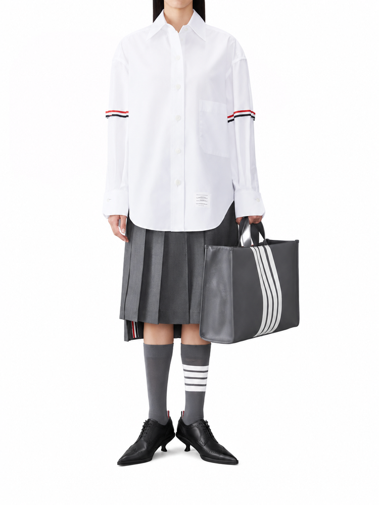 SUPERSIZED POINT COLLAR SHIRT W/ RWB GROSGRAIN ARMBANDS IN OXFORD