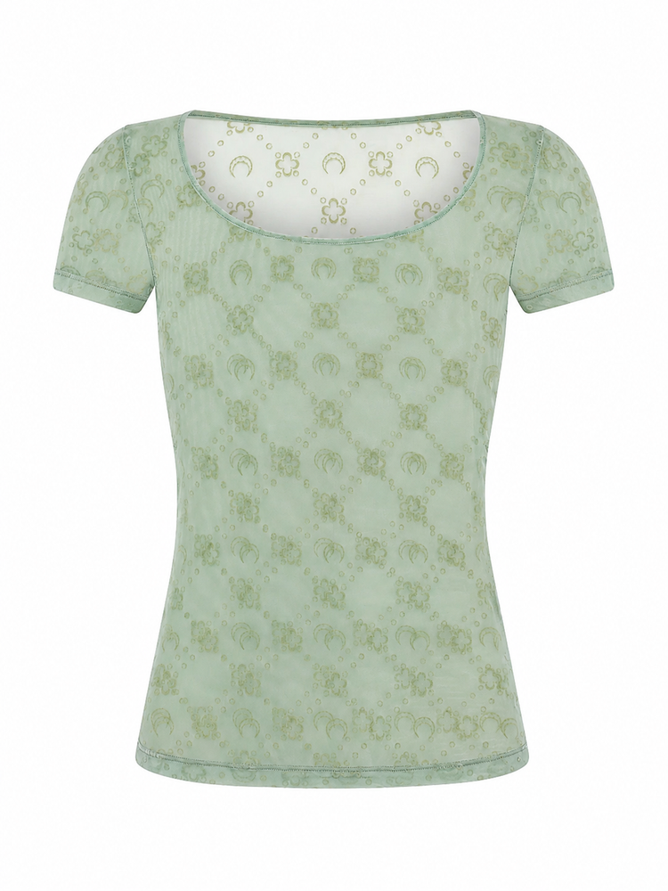 MOONOGRAM MESH FLOCK SS ROUNDNECK T-SHIRT